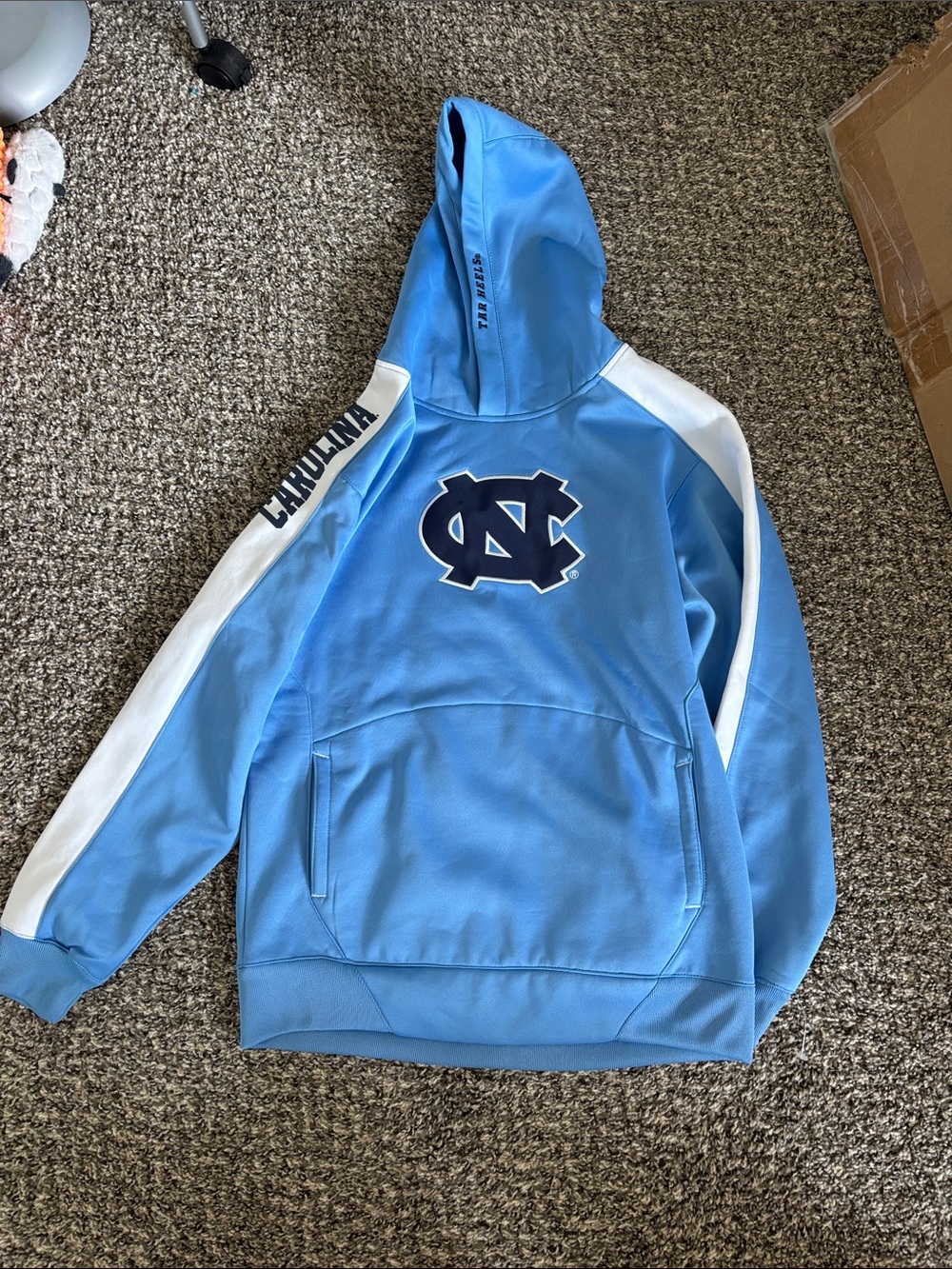 UNC Light Blue Pullover Hoodie with White Accents